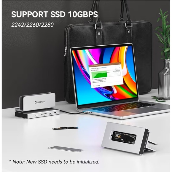 Minisopuru 10 in 1 Docking Station for MacBook M.2 SSD Enclosure 4K HDMI MD813A - Picture 7 of 10